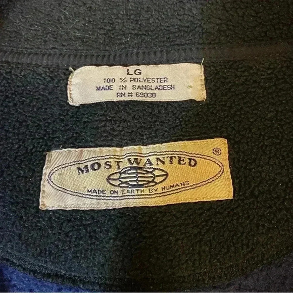 VGT MOST WANTED Fleece Jacket Coat Half Zip Pullover Navy Blue Size LG - Picture 9 of 16